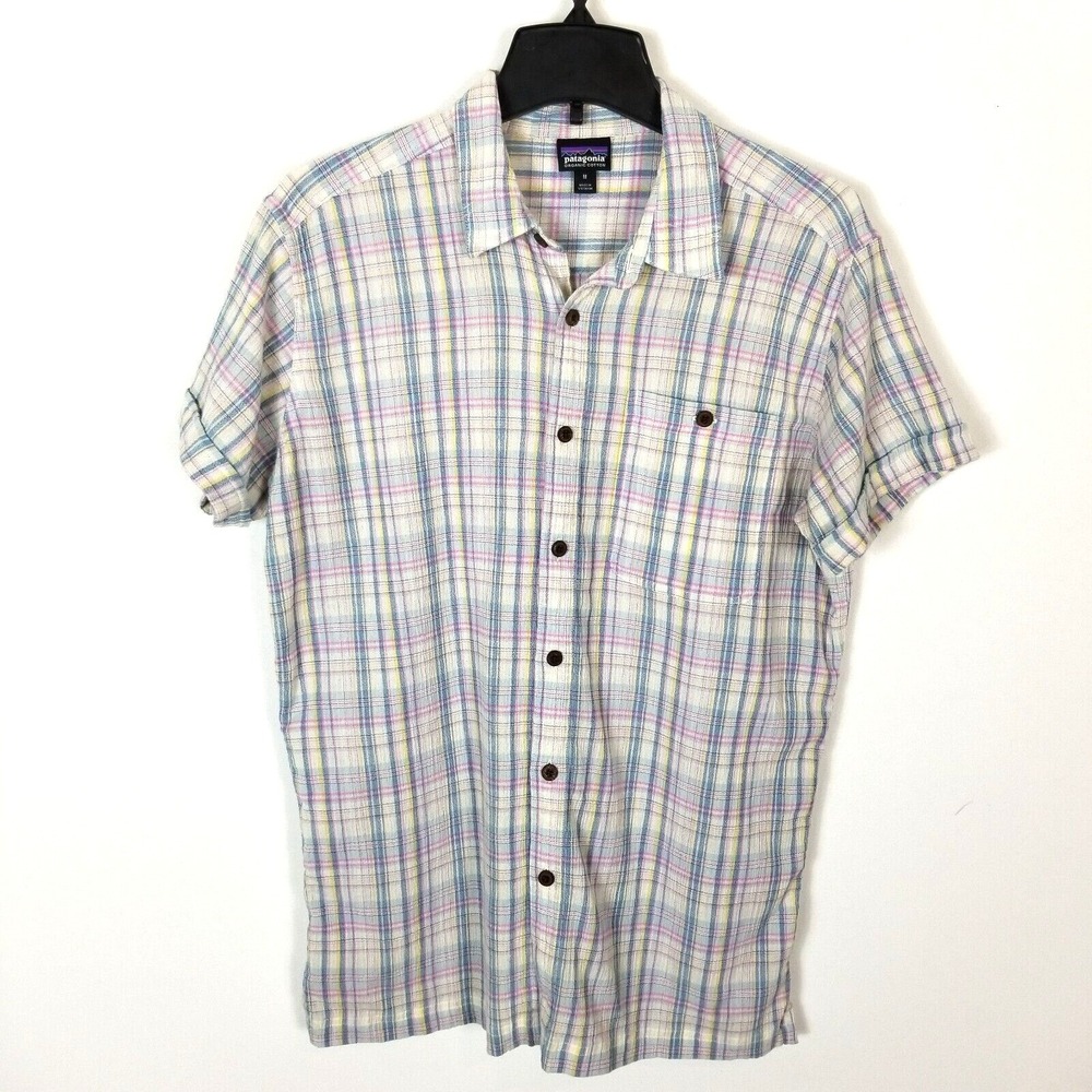 Patagonia Men A/C Short-Sleeve Button Up Shirt  Sz M Organic Cotton Plaid